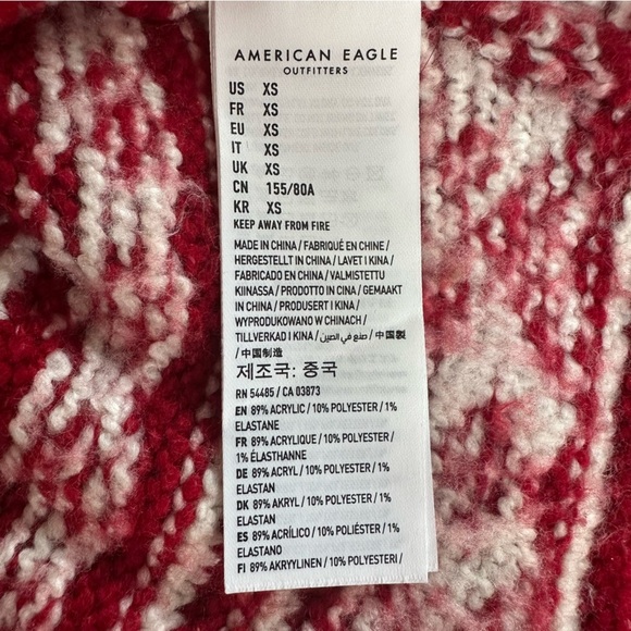 American Eagle Outfitters Vintage Red and White Fair Isle Sweater, Oversized, XS - Picture 7 of 7